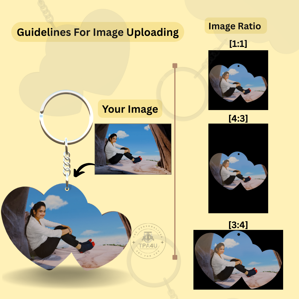 Double Hearts Shape MDF Double-Side Photo Keychain