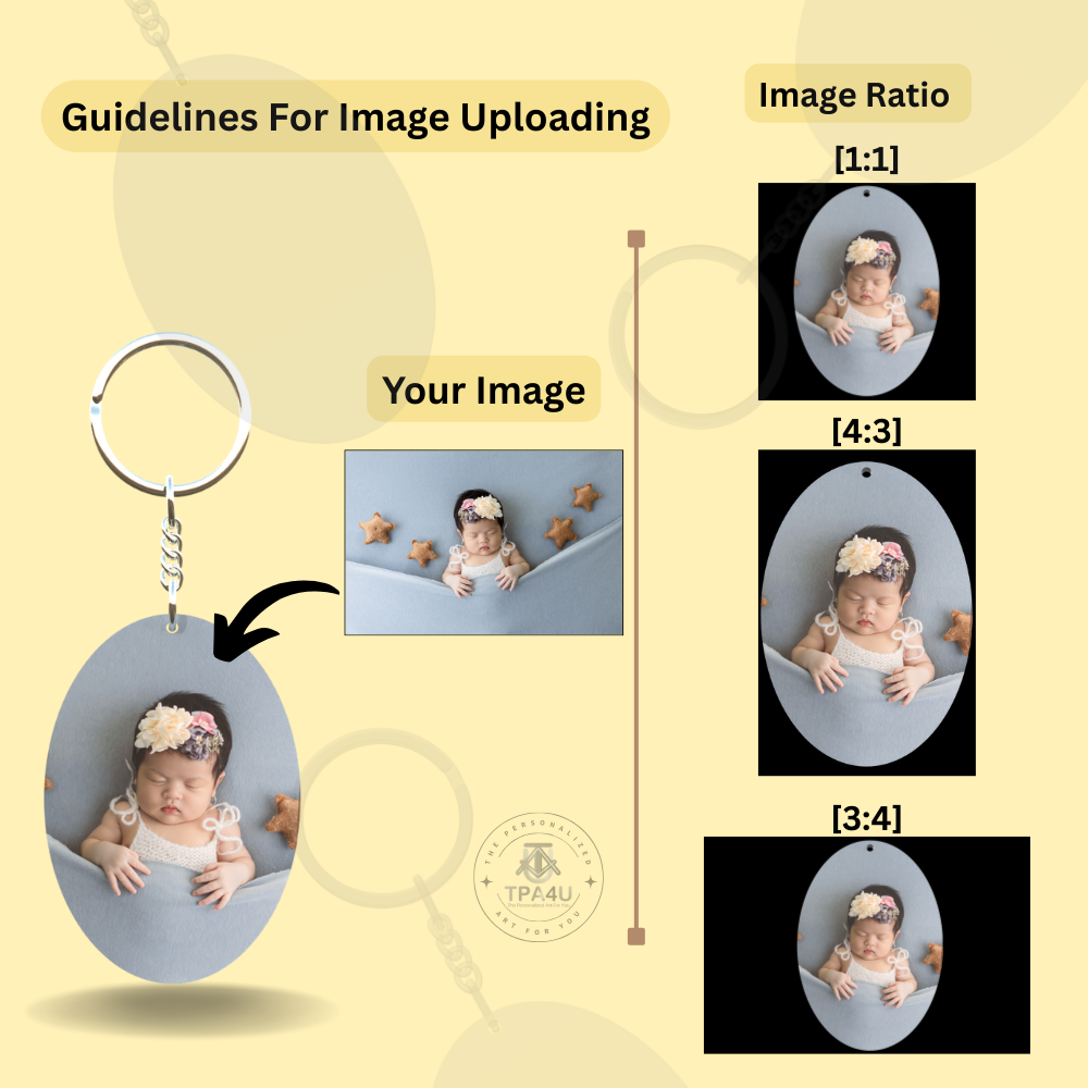 Custom Oval MDF Keychain – Double-Side Photo Printable