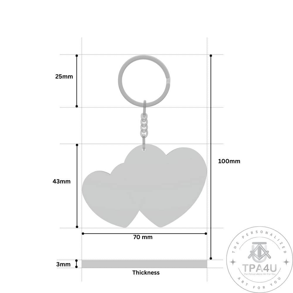 Double Hearts Shape MDF Double-Side Photo Keychain