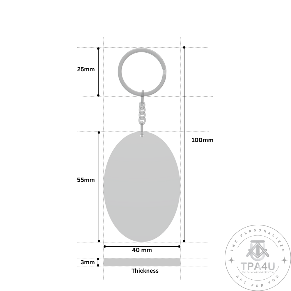 Custom Oval MDF Keychain – Double-Side Photo Printable