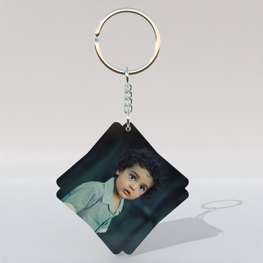 Custom Double Square MDF Keychain – Photo Printable Gift