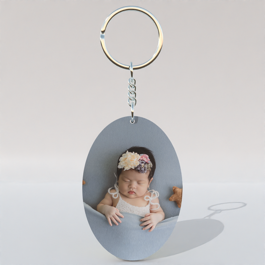 Custom Oval MDF Keychain – Double-Side Photo Printable