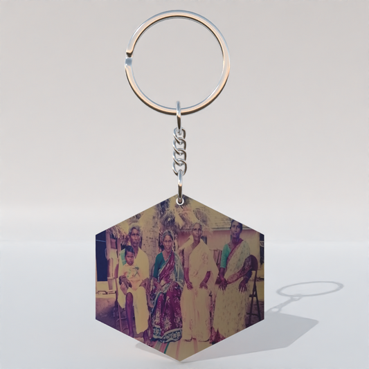 Personalized MDF Hexagon Keychain