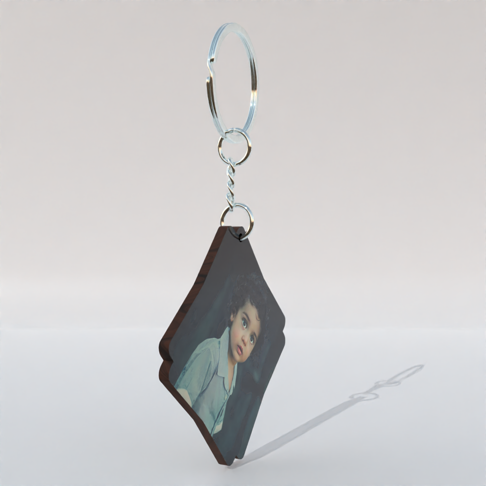 Custom Double Square MDF Keychain – Photo Printable Gift