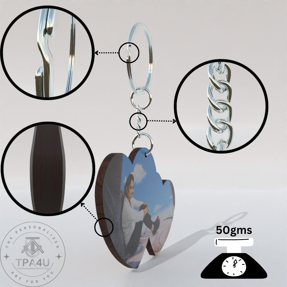 Double Hearts Shape MDF Double-Side Photo Keychain