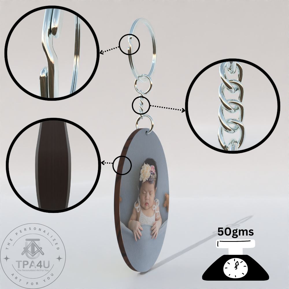 Custom Oval MDF Keychain – Double-Side Photo Printable