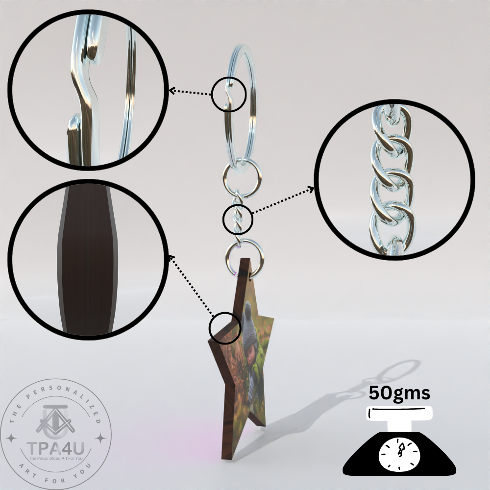 Personalized MDF Star Shape Keychain