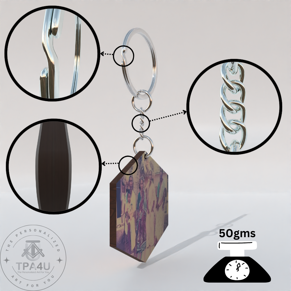 Personalized MDF Hexagon Keychain