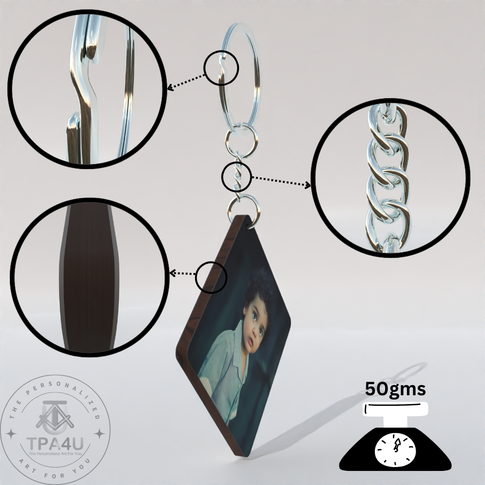 Custom Square MDF Keychain – Double-Side Photo Printable