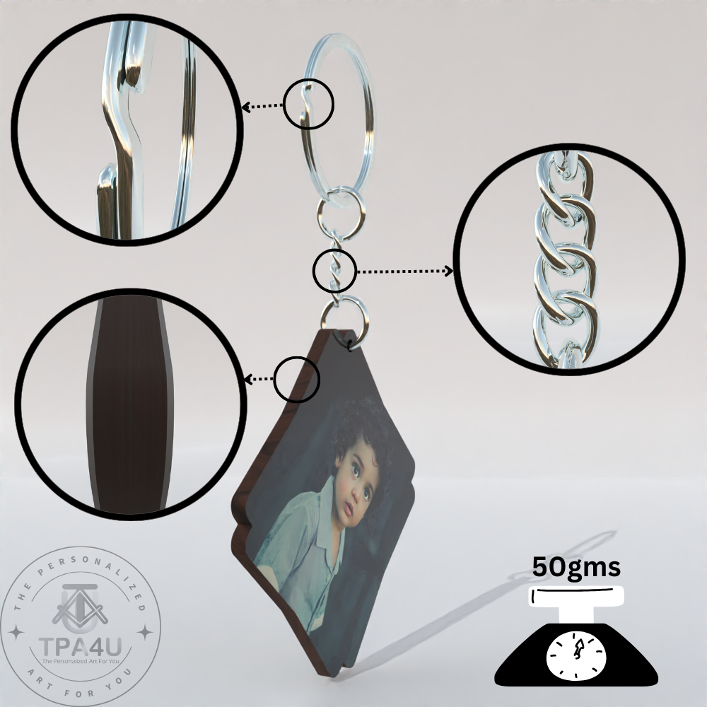 Custom Double Square MDF Keychain – Photo Printable Gift