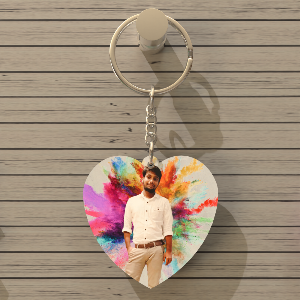 Heart Shape MDF Double-Side Photo Keychain