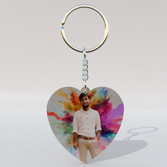 Heart Shape MDF Double-Side Photo Keychain