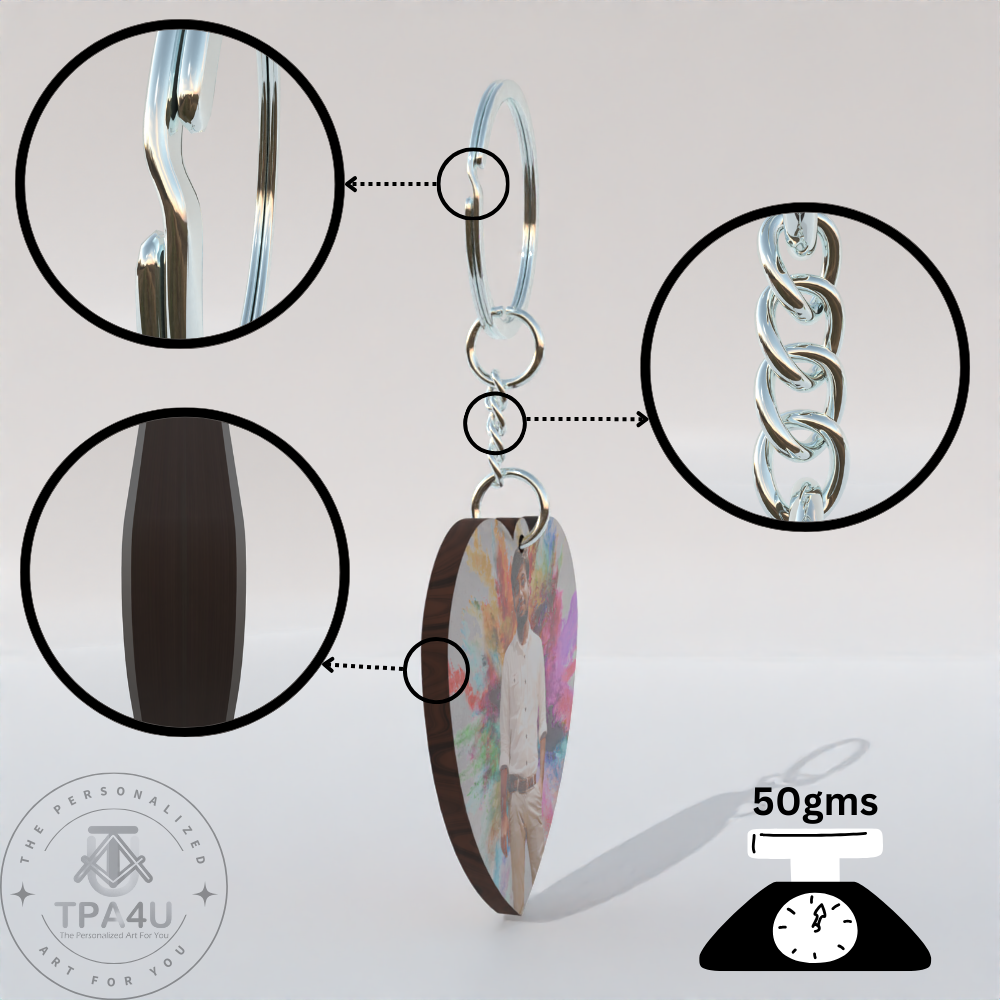 Heart Shape MDF Double-Side Photo Keychain