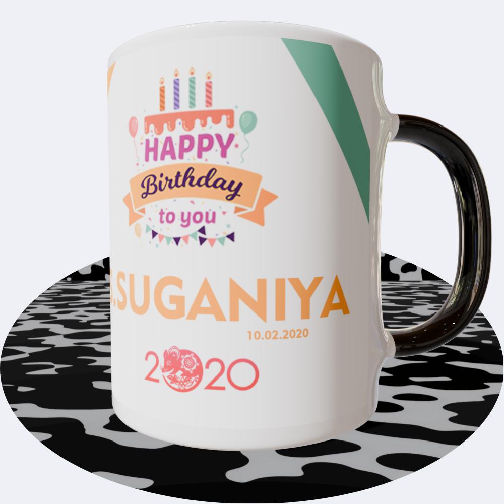 Birthday Black Round Mugs