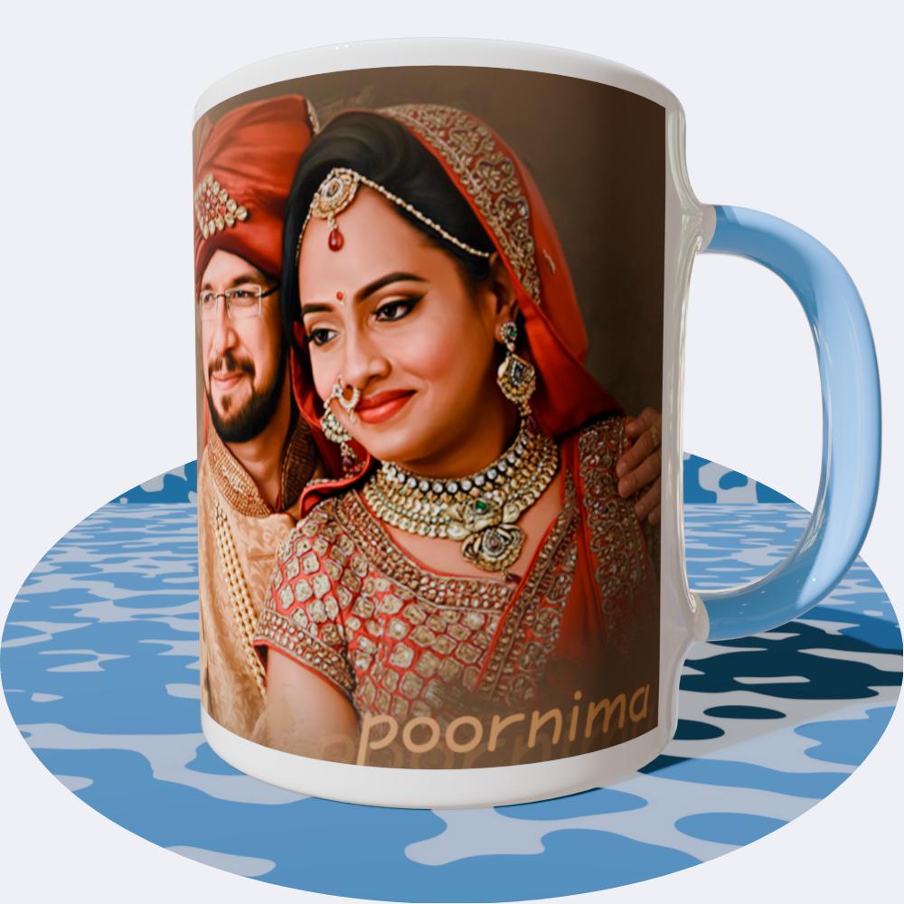 Anniversary Light Blue Round  Mugs