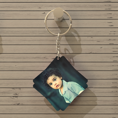 Custom Double Square MDF Keychain – Photo Printable Gift