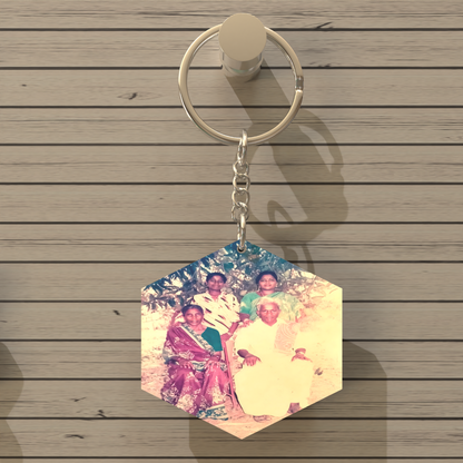 Personalized MDF Hexagon Keychain