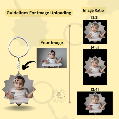 Sun Shape MDF Double-Side Photo Keychain