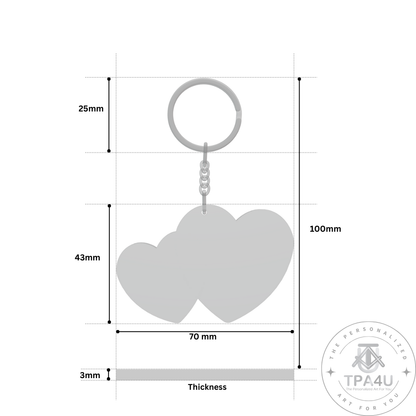 Double Hearts Shape MDF Double-Side Photo Keychain