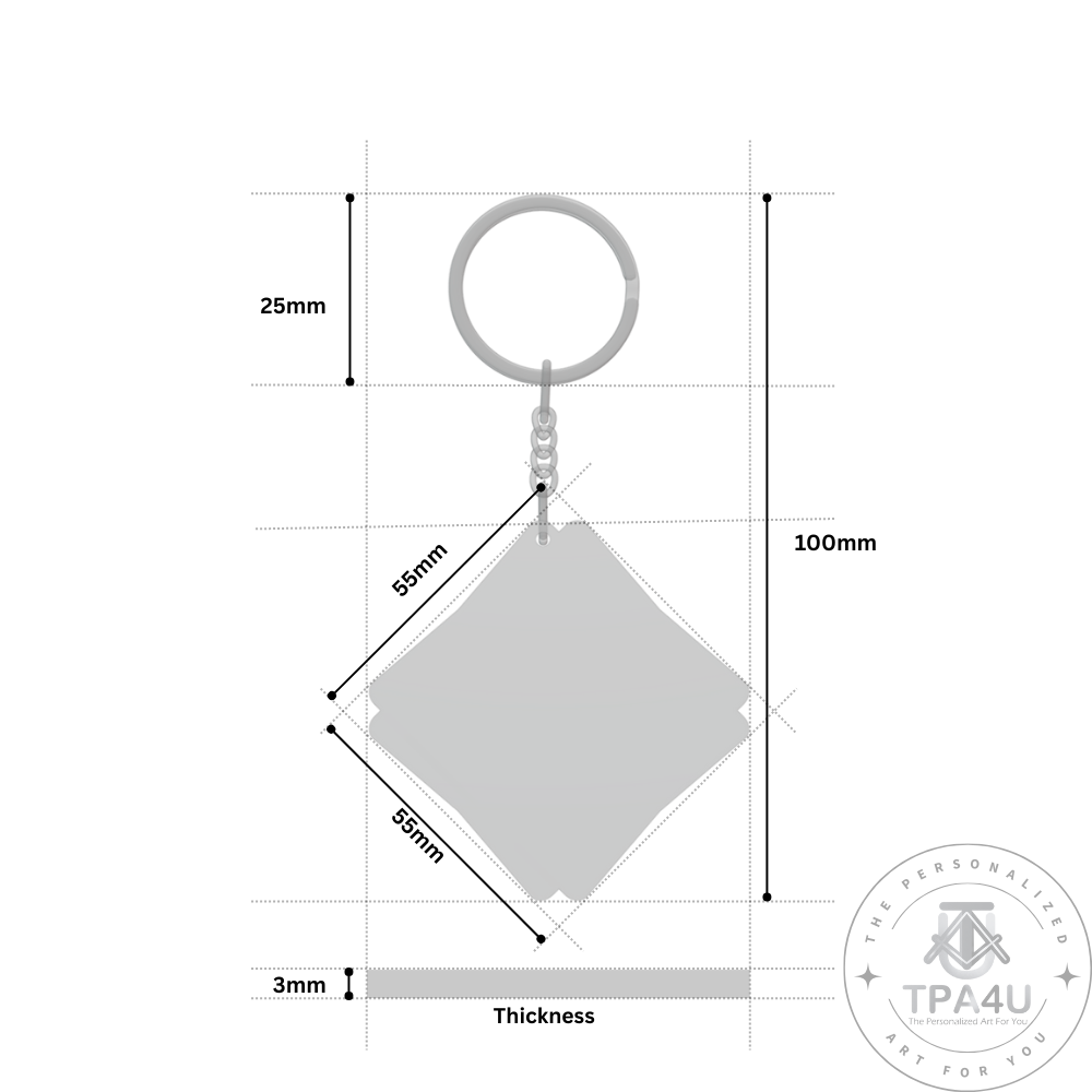 Custom Double Square MDF Keychain – Photo Printable Gift
