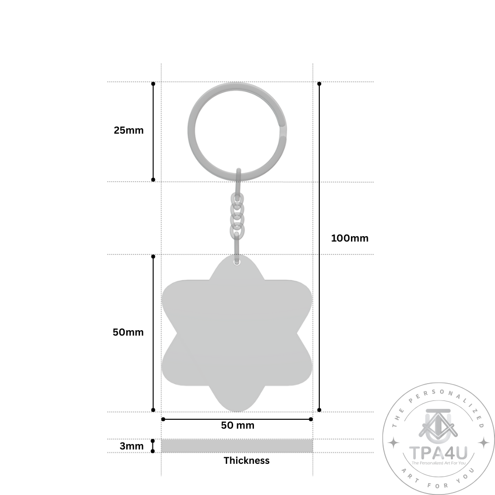 6 Point Star MDF Keychain – Double Side Printable