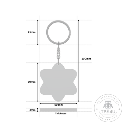 6 Point Star MDF Keychain – Double Side Printable
