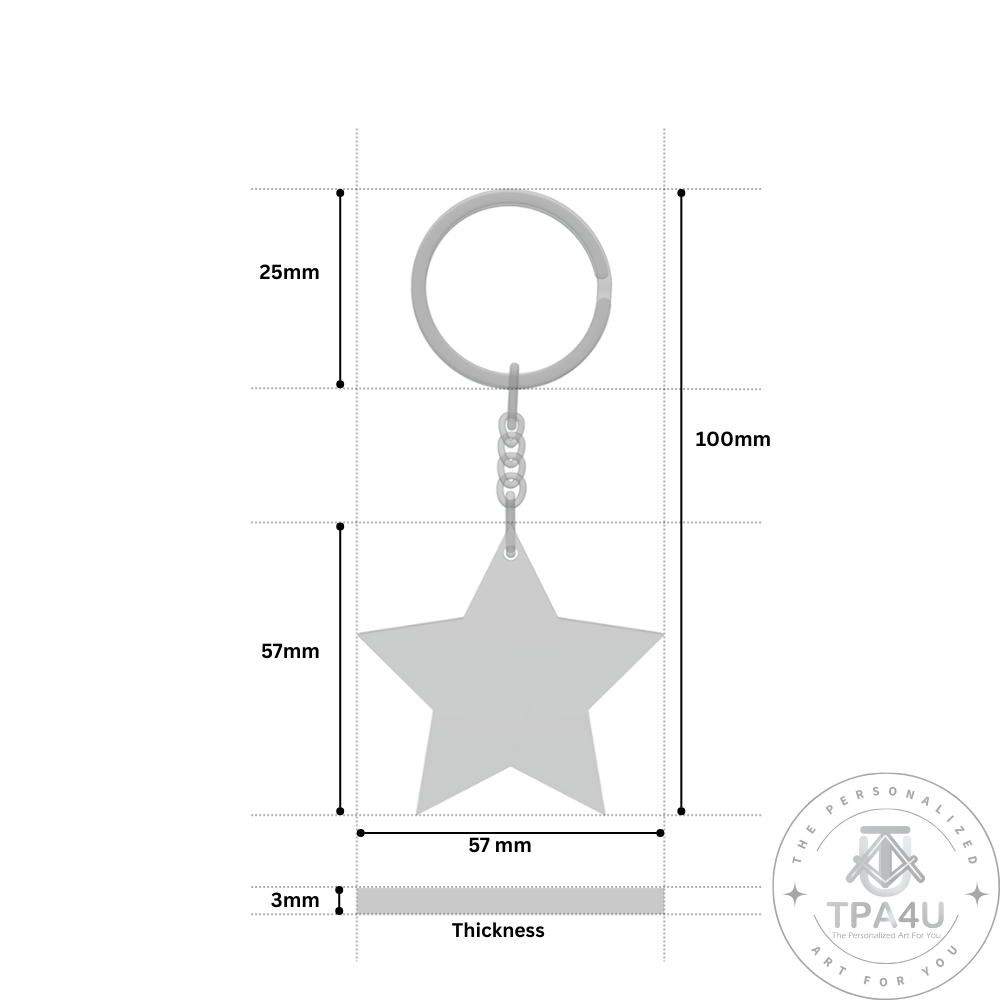 Personalized MDF Star Shape Keychain