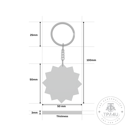 Sun Shape MDF Double-Side Photo Keychain