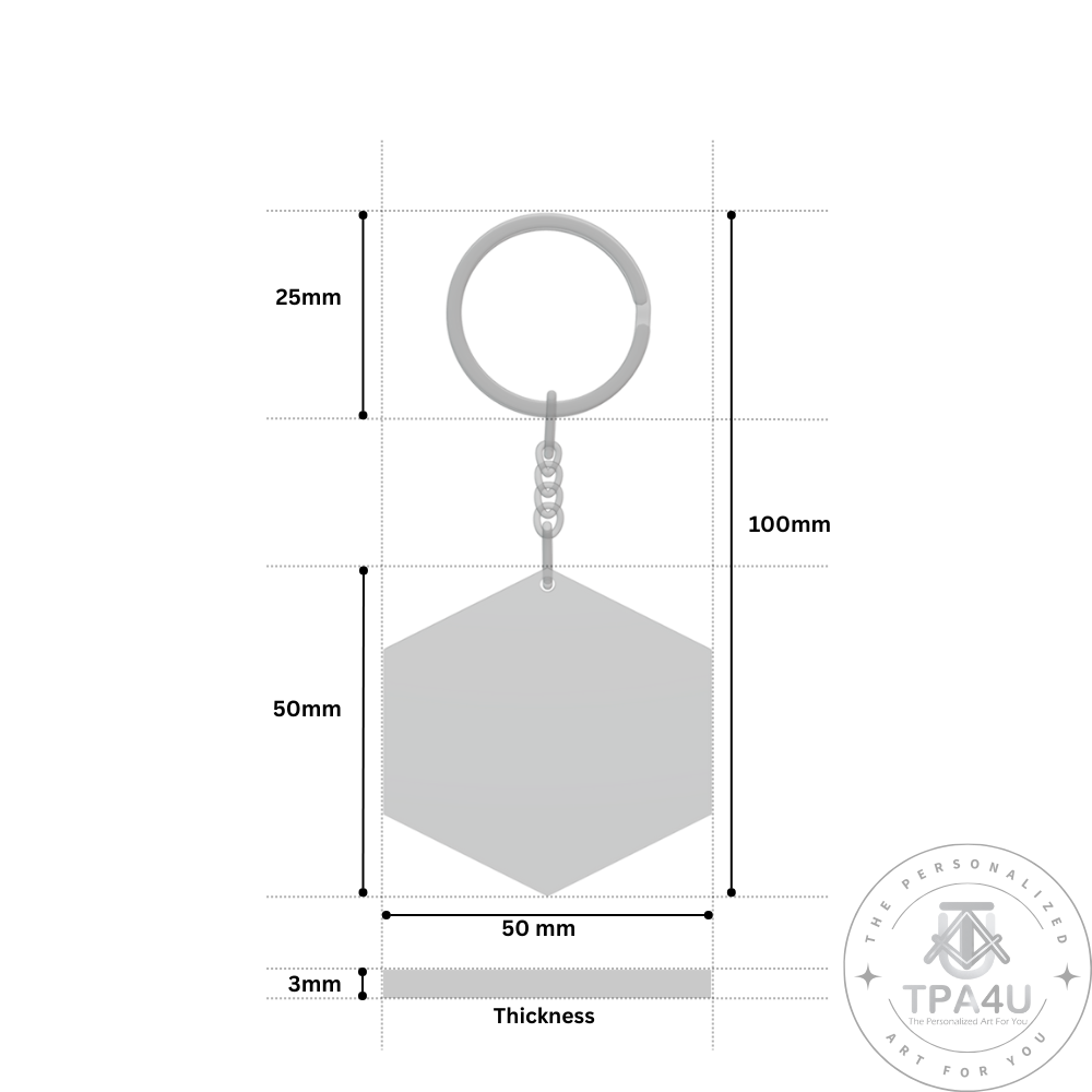 Personalized MDF Hexagon Keychain