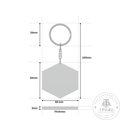 Personalized MDF Hexagon Keychain