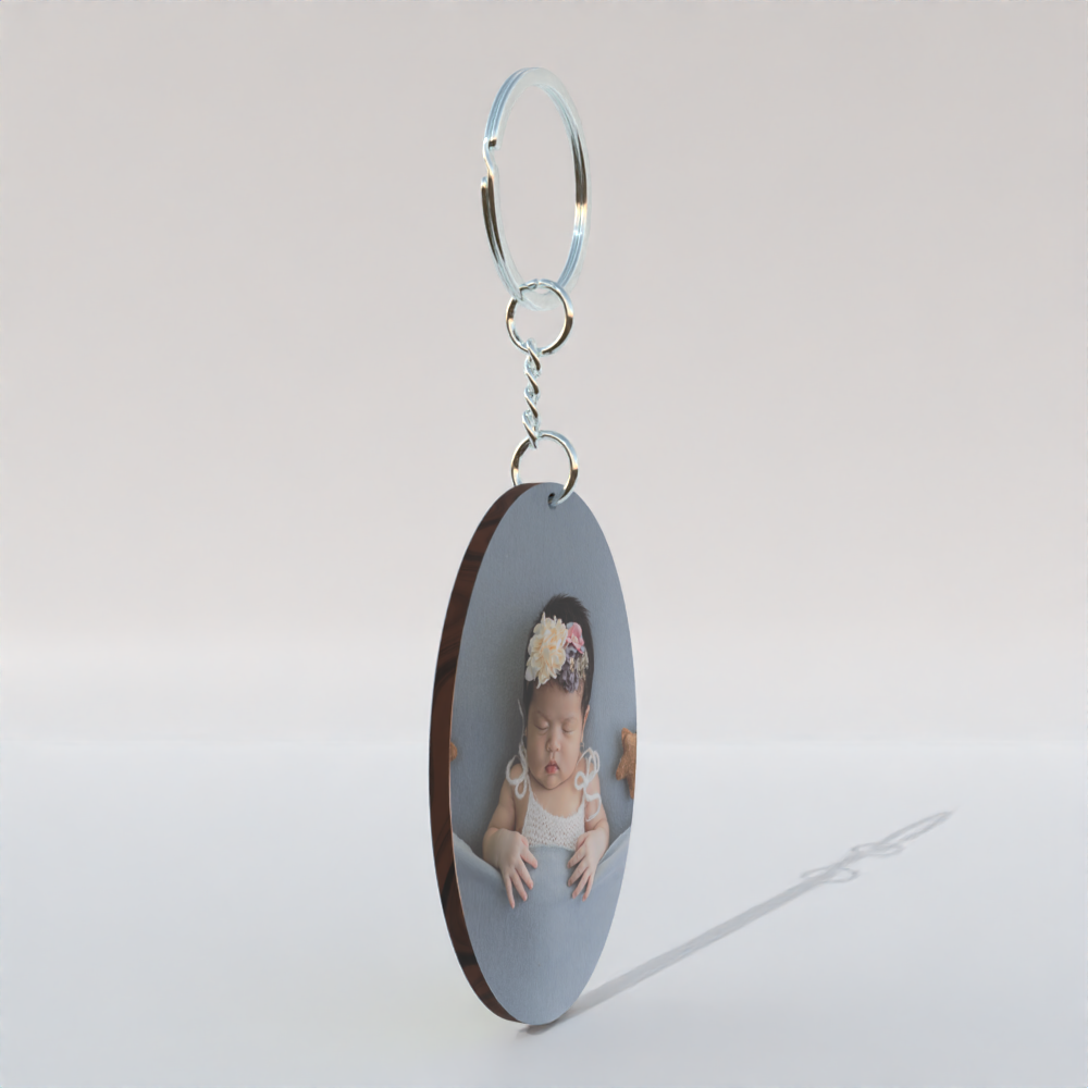 Custom Oval MDF Keychain – Double-Side Photo Printable