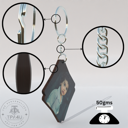 Custom Double Square MDF Keychain – Photo Printable Gift