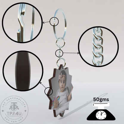 Sun Shape MDF Double-Side Photo Keychain