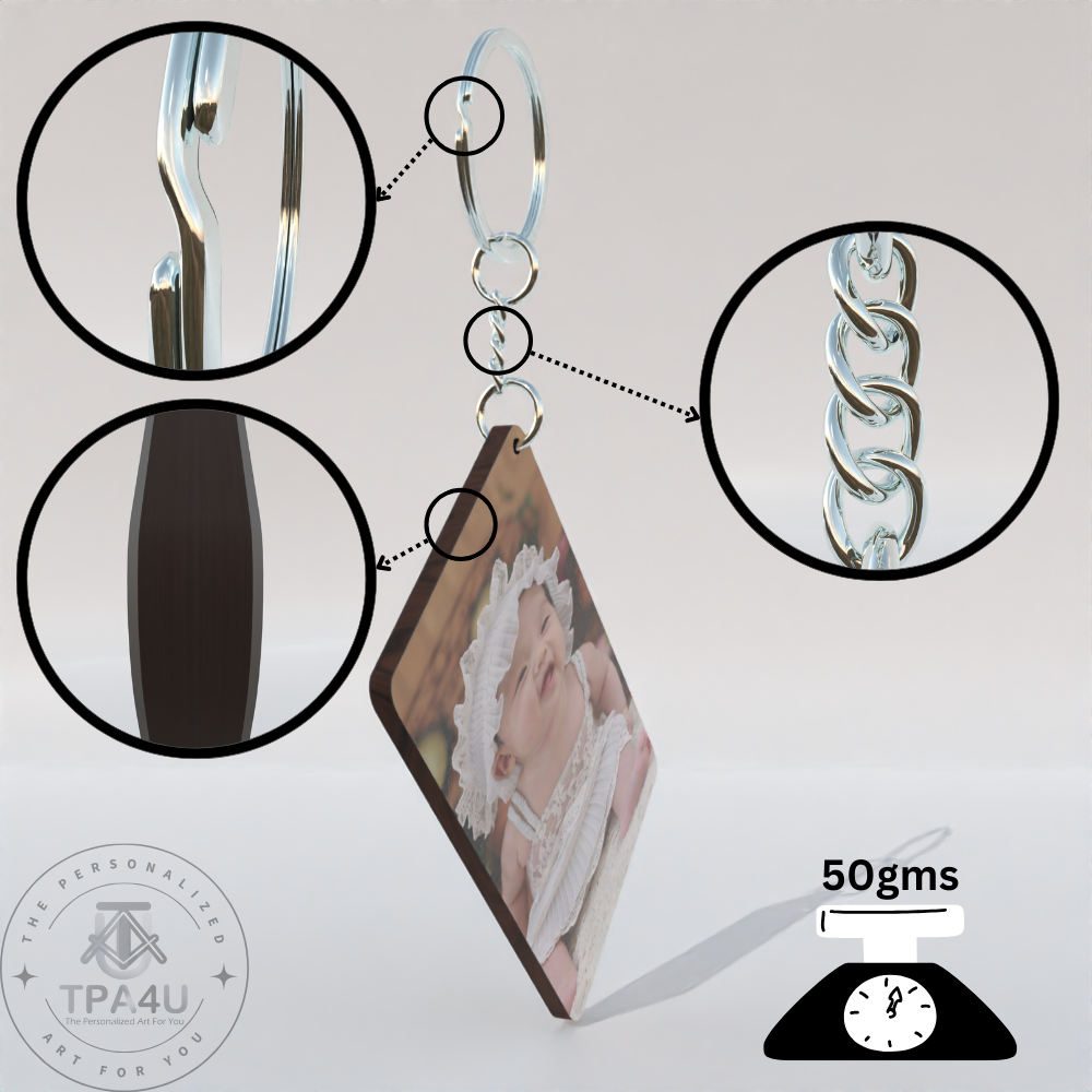 Custom Rectangle MDF Keychain – Double Side Photo Print