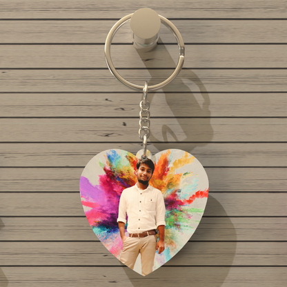 Heart Shape MDF Double-Side Photo Keychain