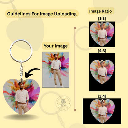 Heart Shape MDF Double-Side Photo Keychain